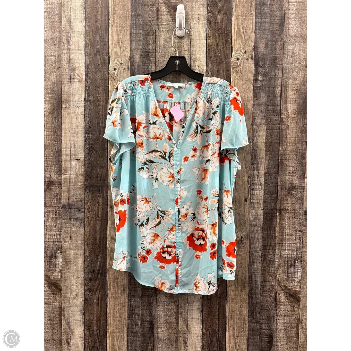 Top Short Sleeve By Cme In Floral Print, Size: 1x