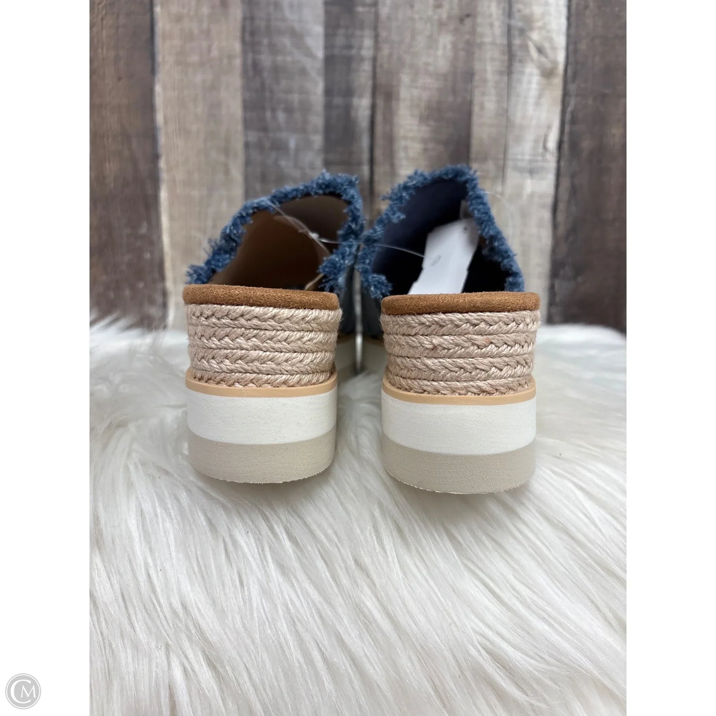 Sandals Heels Wedge By Toms In Blue Denim, Size: 8.5