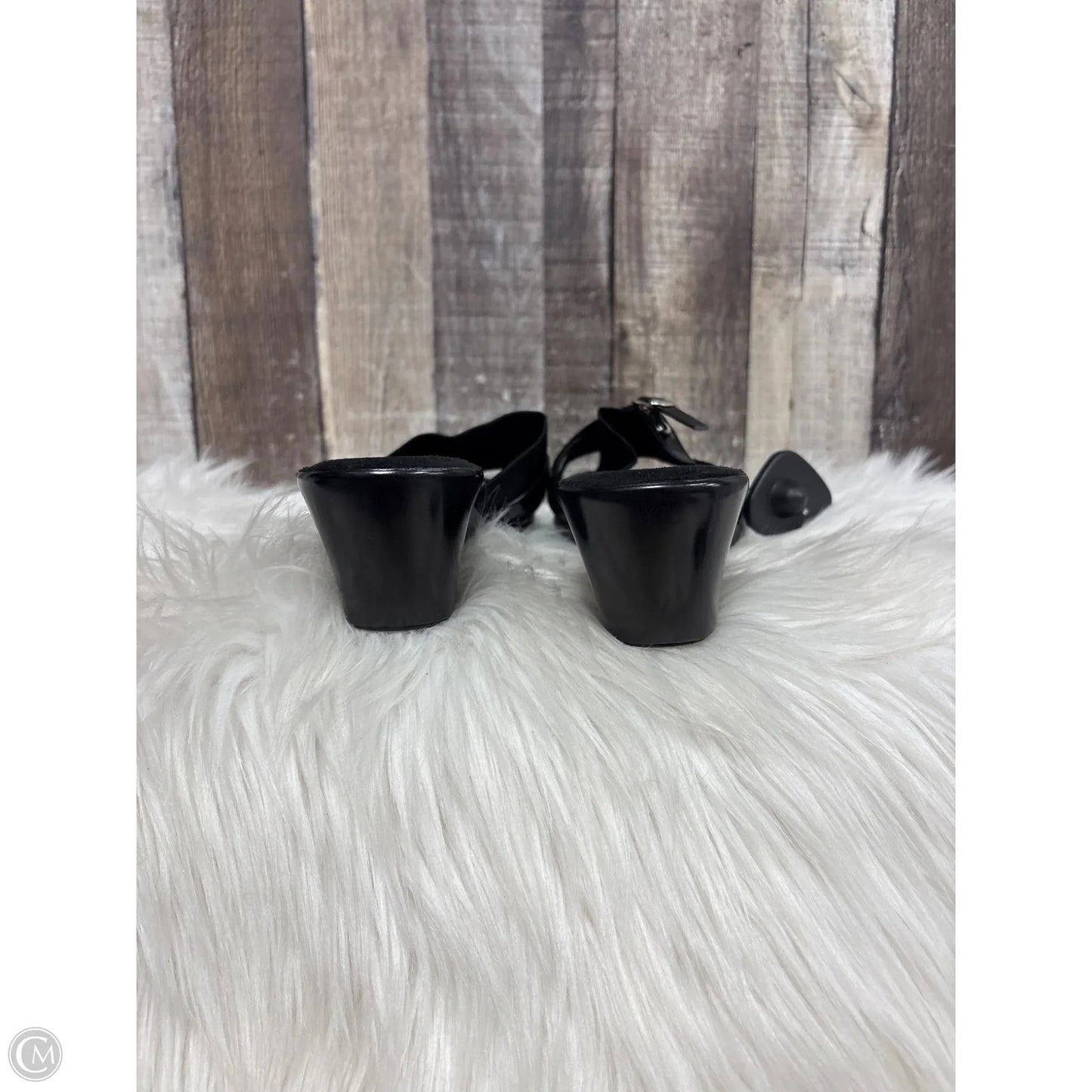 Sandals Heels Wedge By Italian Shoemakers In Black, Size: 9