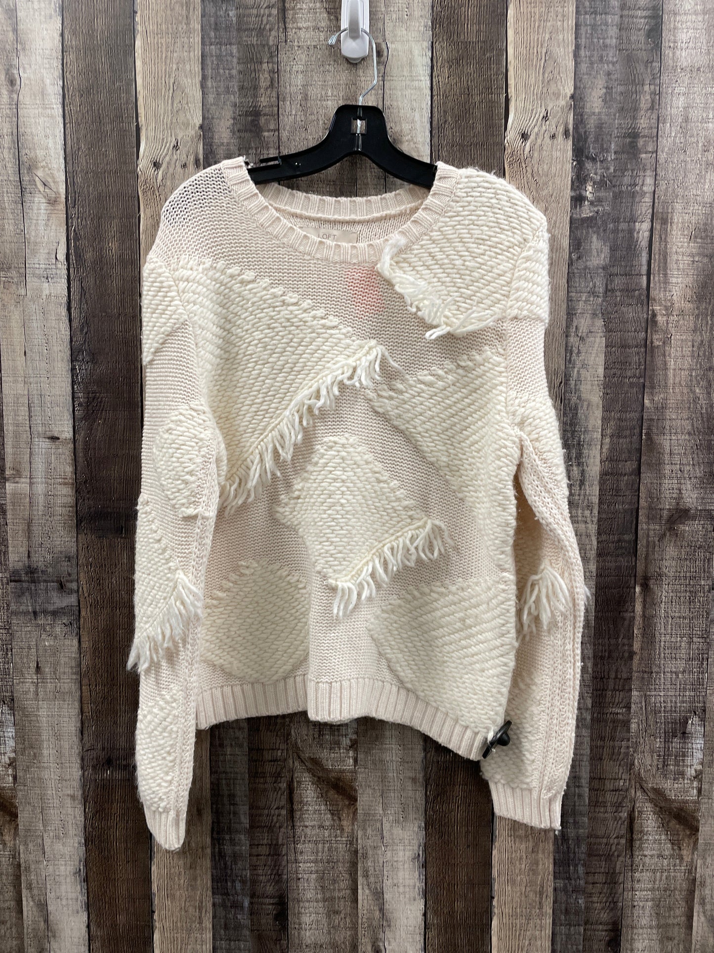 Sweater By Loft In Ivory, Size: L