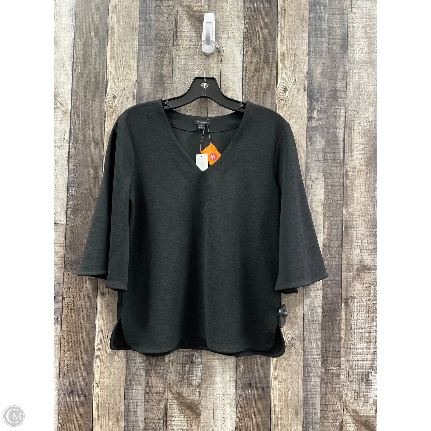 Top 3/4 Sleeve By Ann Taylor In Black, Size: S