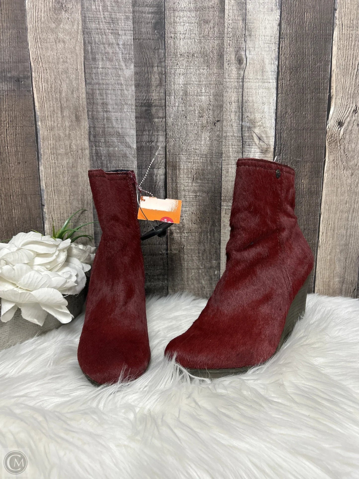 Boots Ankle Heels By Calvin Klein In Red, Size: 9