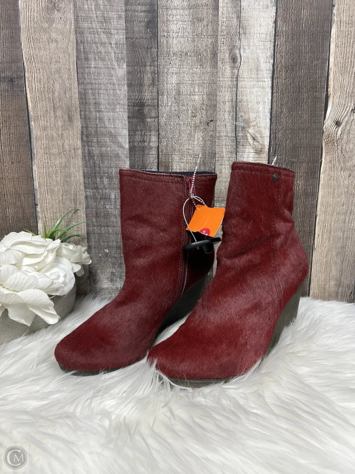 Boots Ankle Heels By Calvin Klein In Red, Size: 9