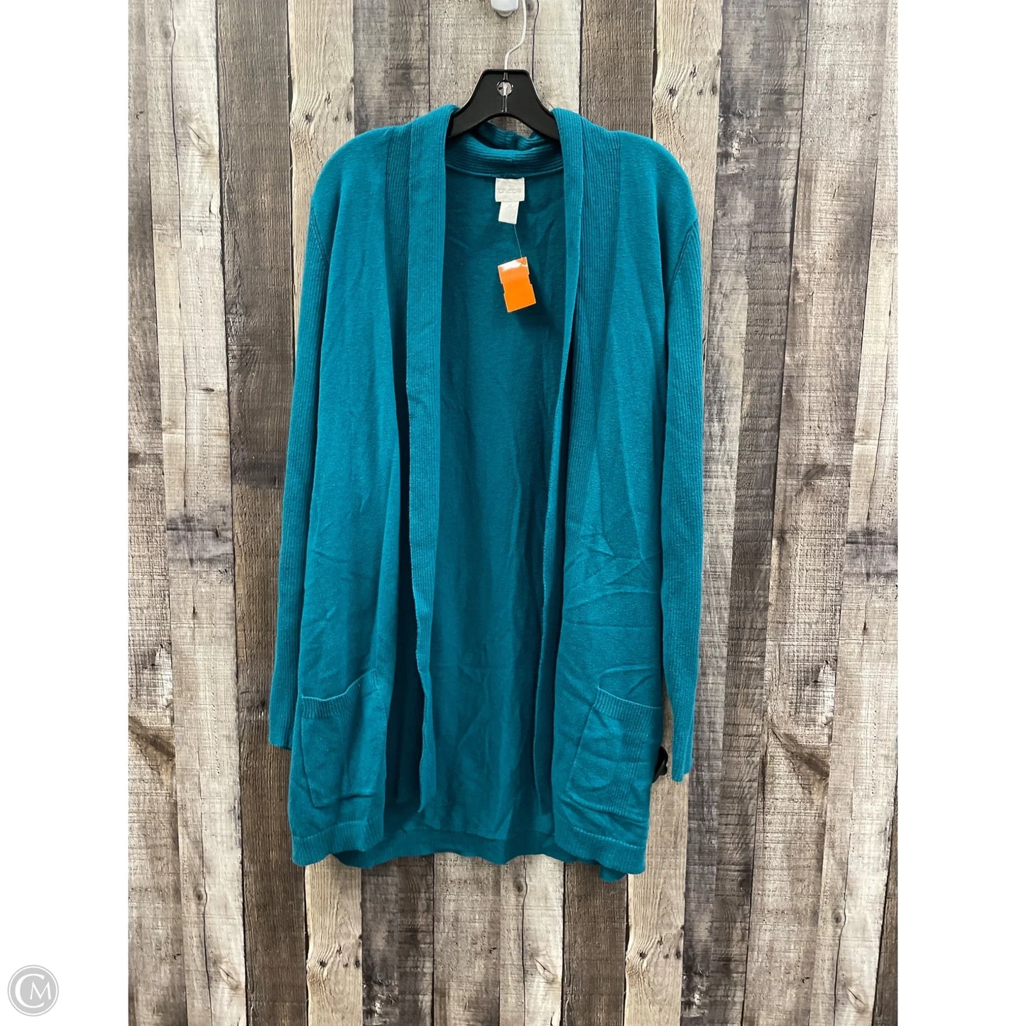 Sweater Cardigan By Chicos In Green, Size: Xl