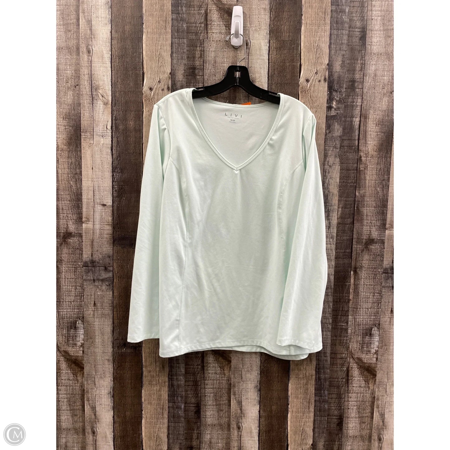 Athletic Top Long Sleeve Crewneck By Livi Active In Green, Size: 2x