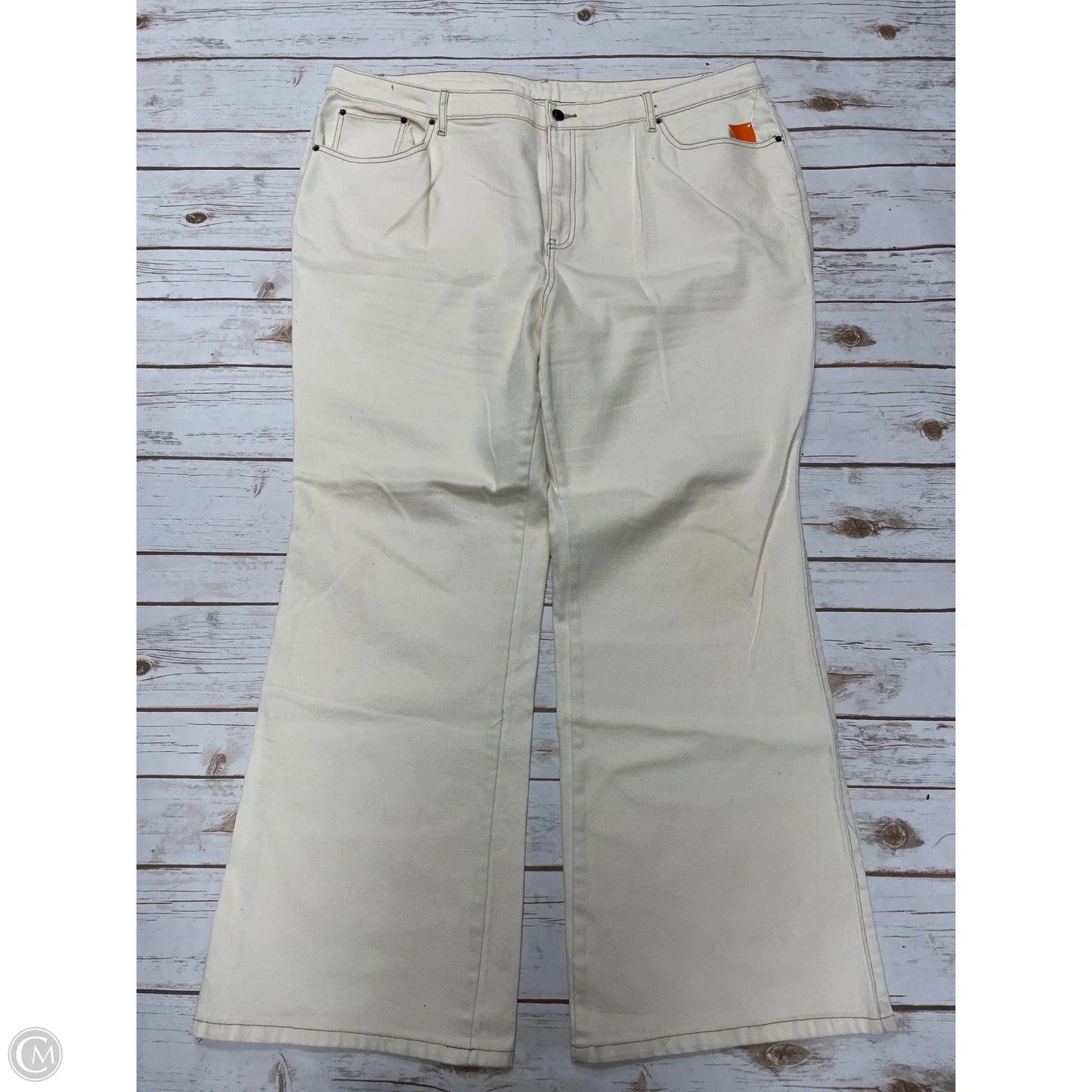 Jeans Wide Leg By Cme In Cream Denim, Size: 20