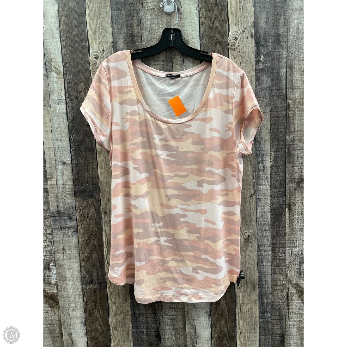 Top Short Sleeve By Cme In Camouflage Print, Size: 2x