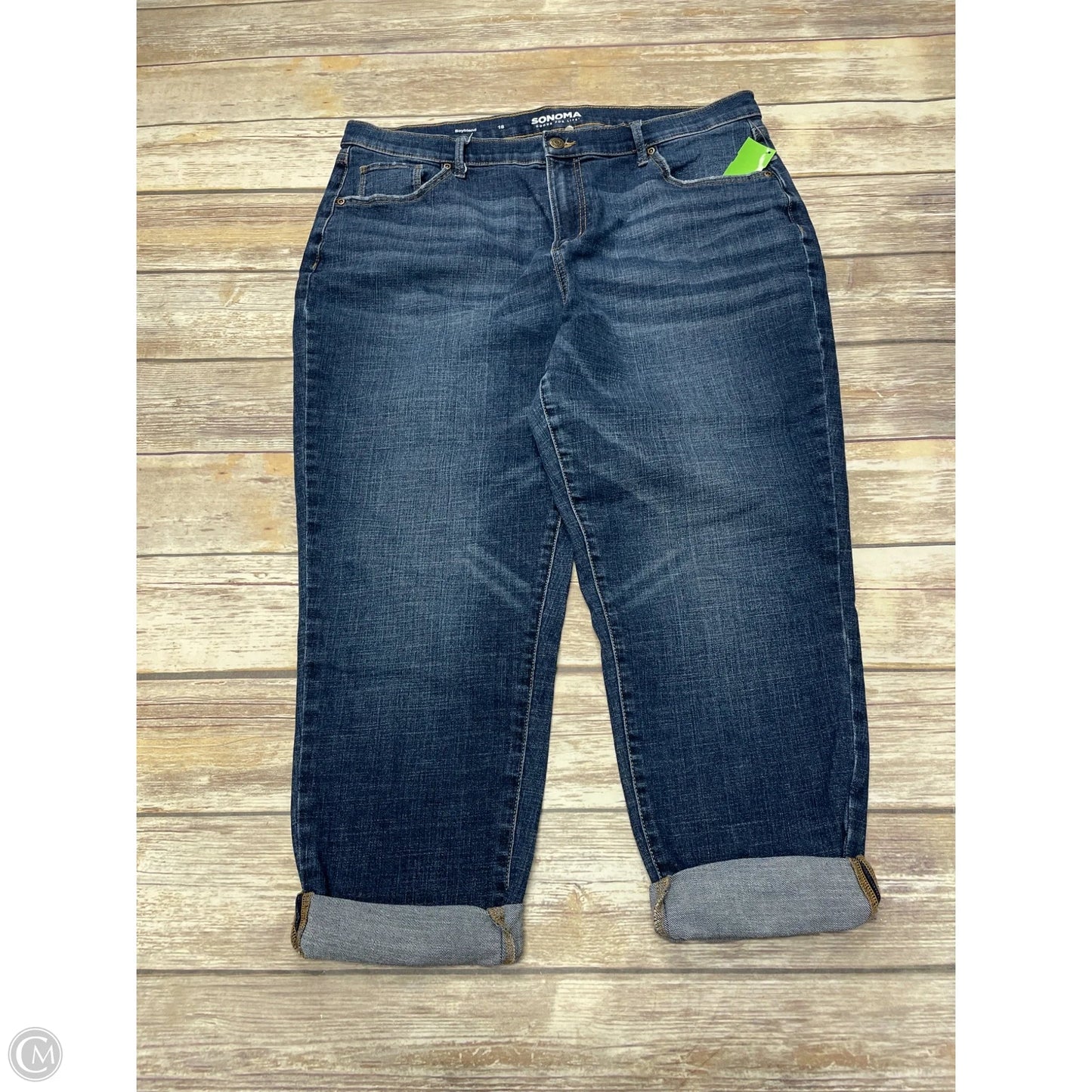 Jeans Straight By Sonoma In Black Denim, Size: 18