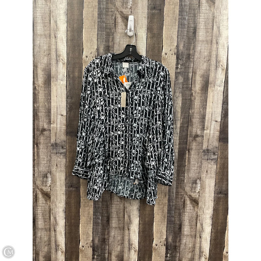 Top Long Sleeve By Cupio In Black & White, Size: M