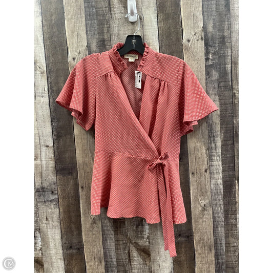 Top Short Sleeve By Monteau In Polkadot Pattern, Size: M