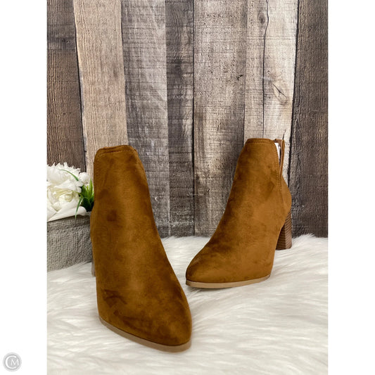 Boots Ankle Heels By Top Moda In Brown, Size: 8