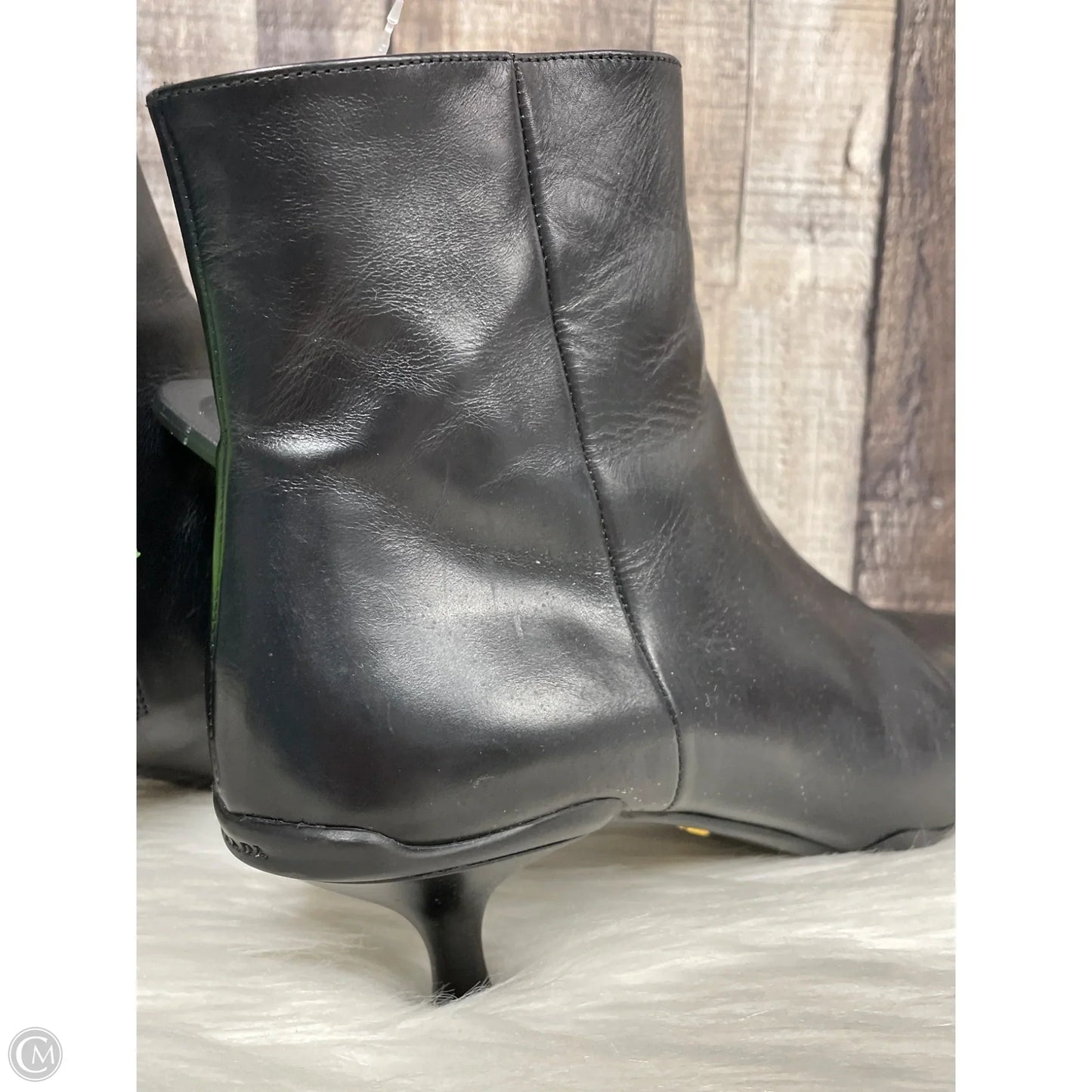 Boots Luxury Designer By Prada In Black, Size: 6.5