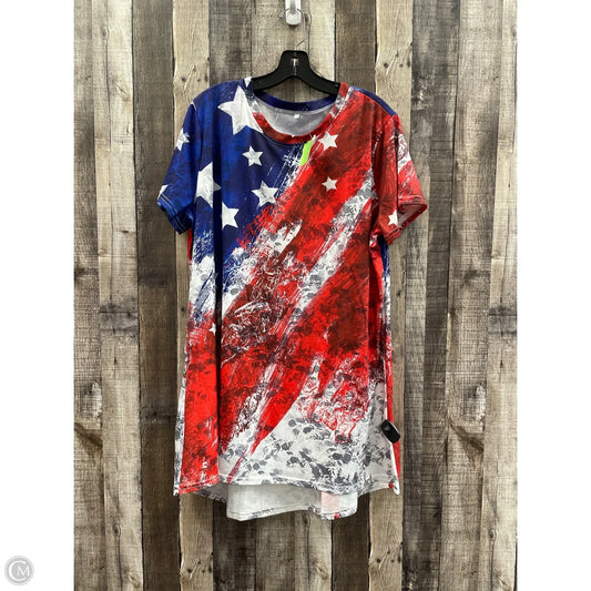 Dress Casual Short By Cmf In Blue & Red & White, Size: 2x