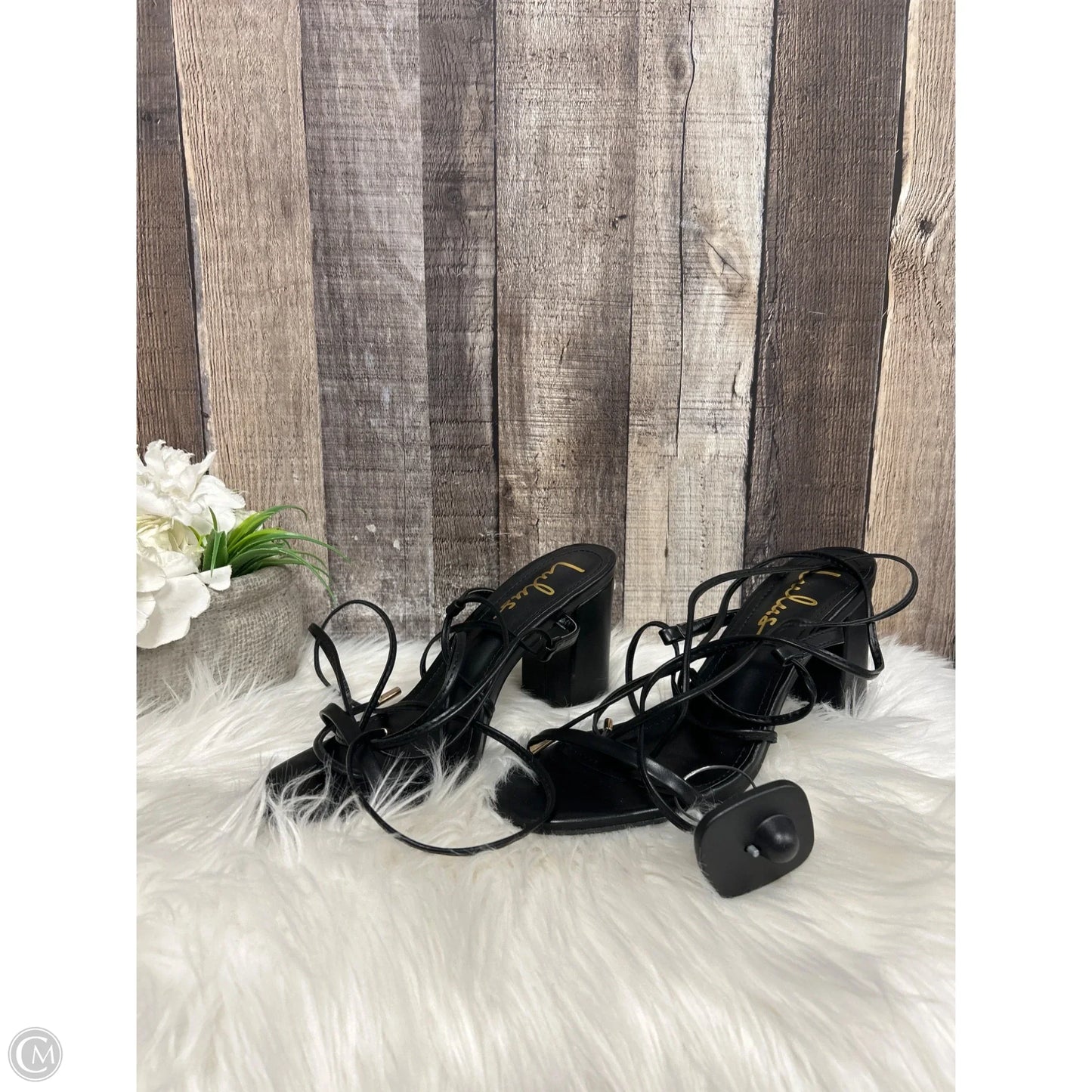 Sandals Heels Block By Lulus In Black, Size: 7.5