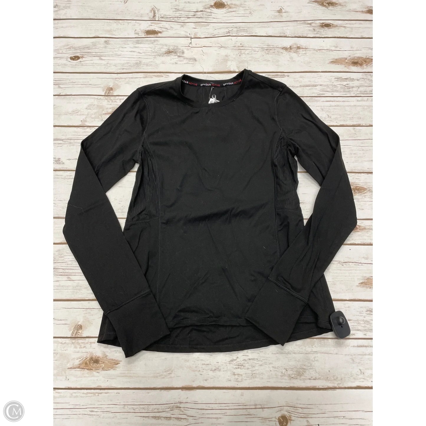 Athletic Top Long Sleeve Crewneck By Spyder In Black, Size: M