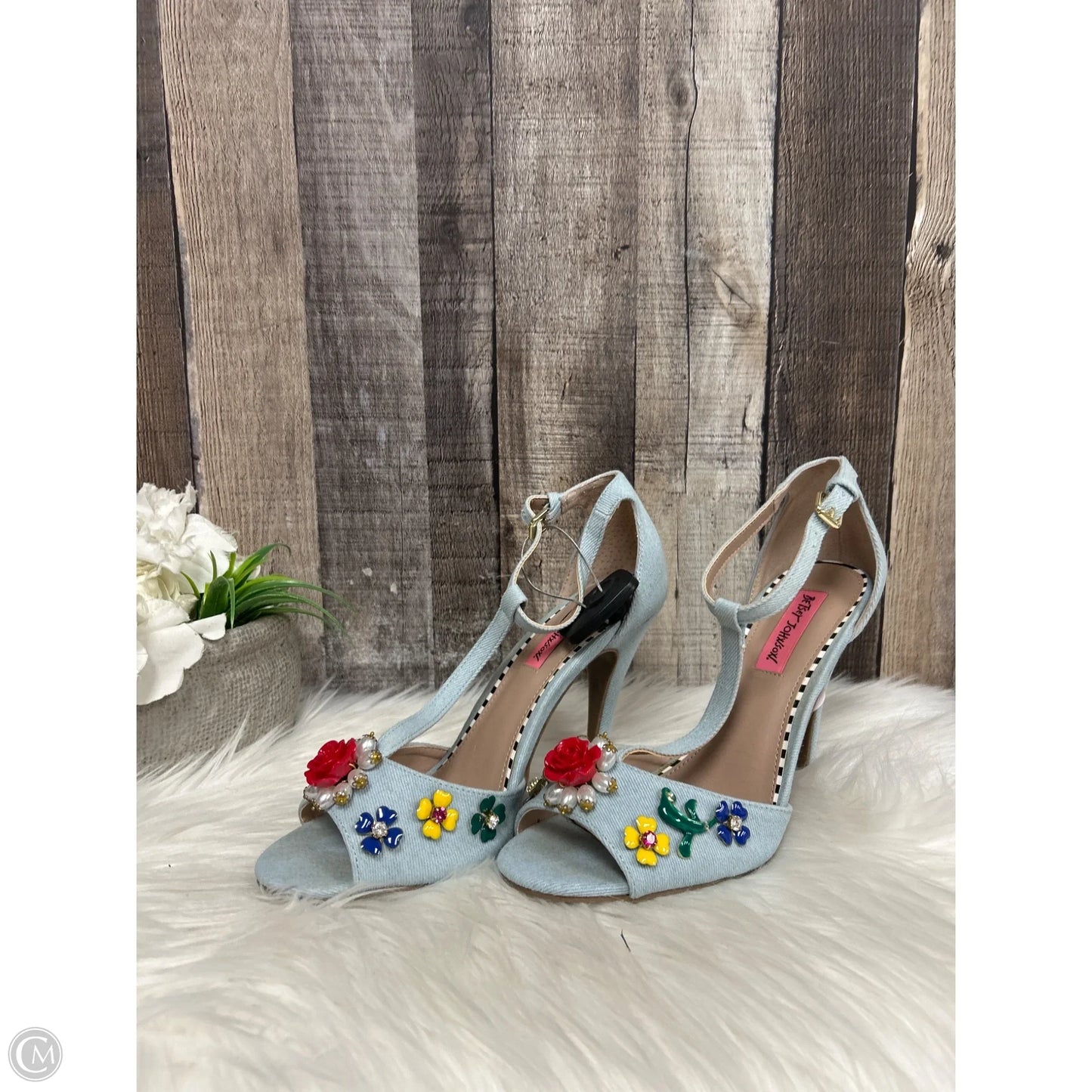 Sandals Heels Stiletto By Betsey Johnson In Multi-colored, Size: 9