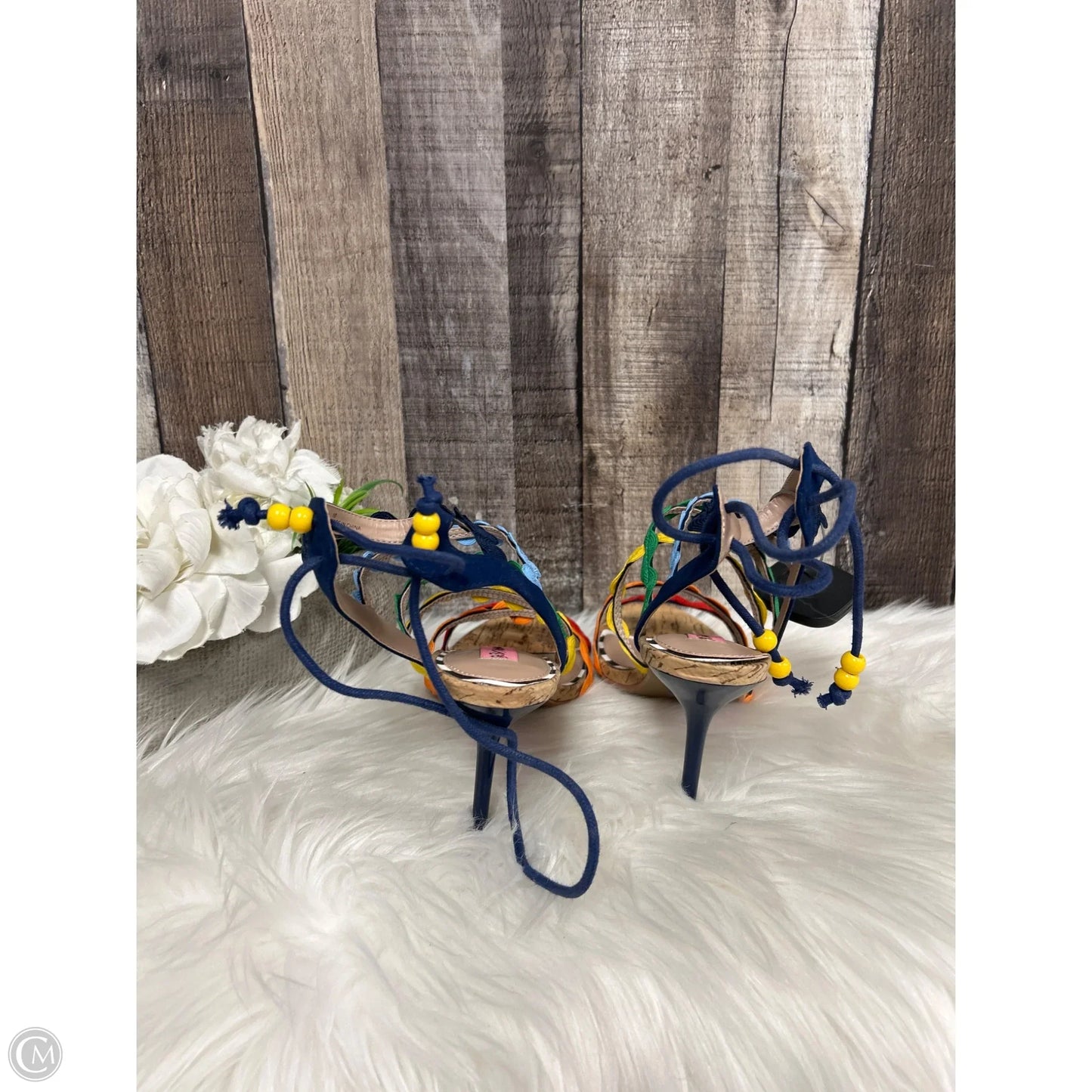 Sandals Heels Stiletto By Betsey Johnson In Multi-colored, Size: 10