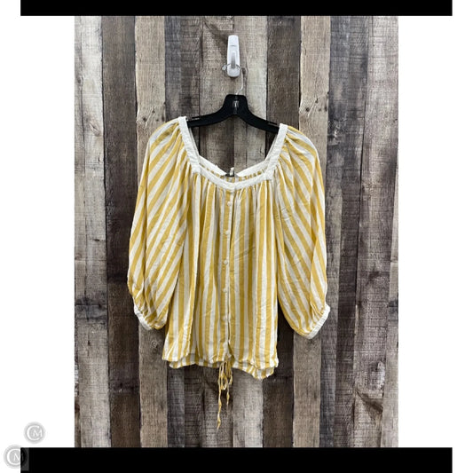 Top 3/4 Sleeve By Lucky Brand In Striped Pattern, Size: M