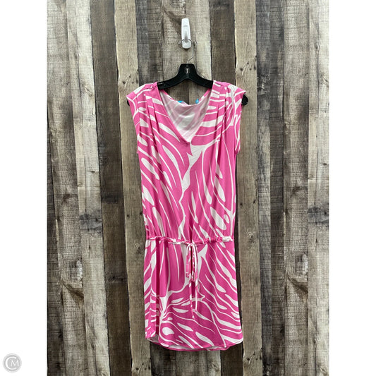 Dress Casual Midi By Tori Richards In Pink & White, Size: Xs