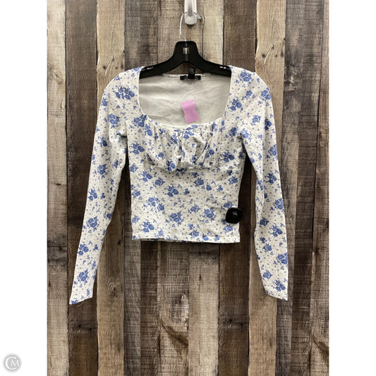 Top Long Sleeve By Forever 21 In Blue & White, Size: S