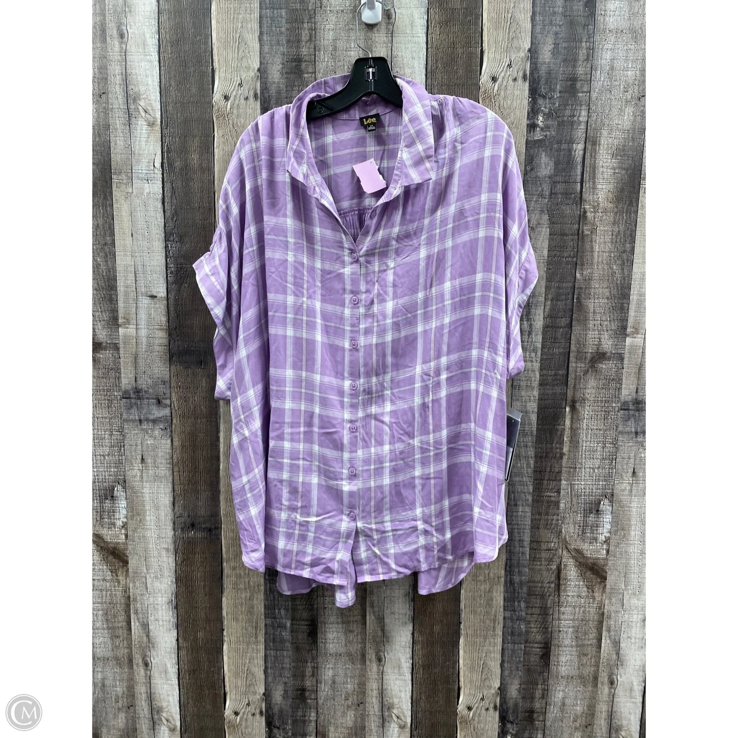 Top Short Sleeve By Lee In Plaid Pattern, Size: 2x