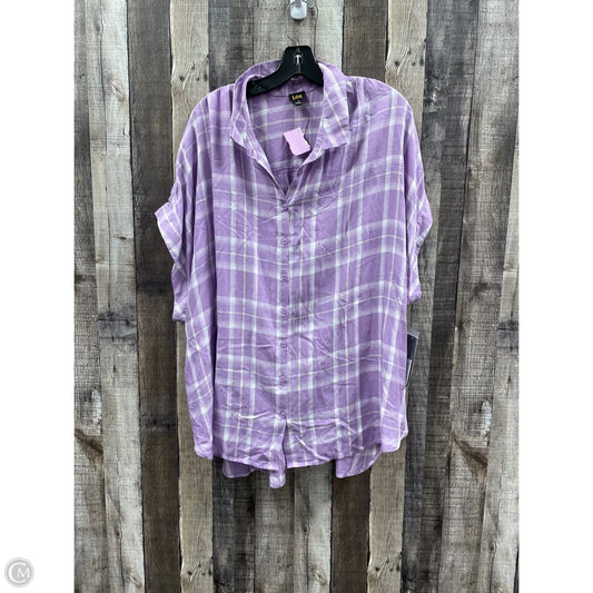 Top Short Sleeve By Lee In Plaid Pattern, Size: 2x
