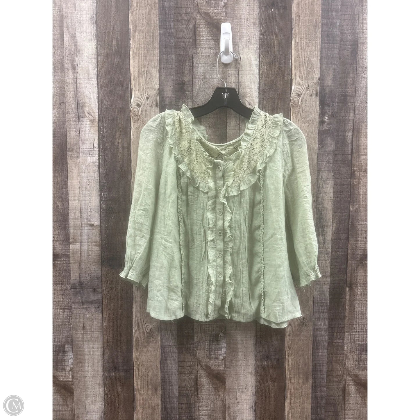 Top Long Sleeve By Charlotte Russe In Green, Size: L
