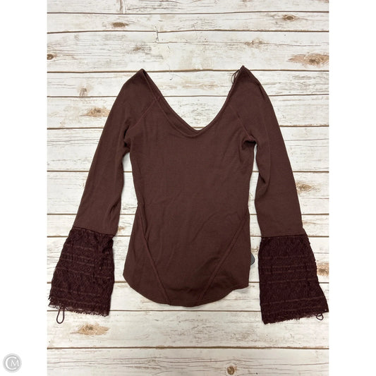 Top Long Sleeve By Free People In Brown, Size: S