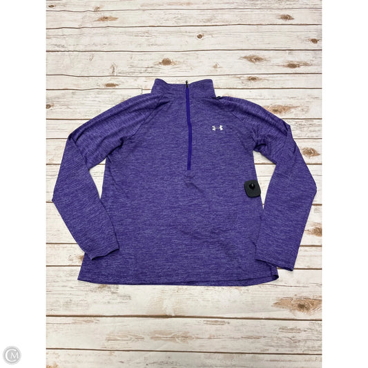 Athletic Top Long Sleeve Collar By Under Armour In Purple, Size: L