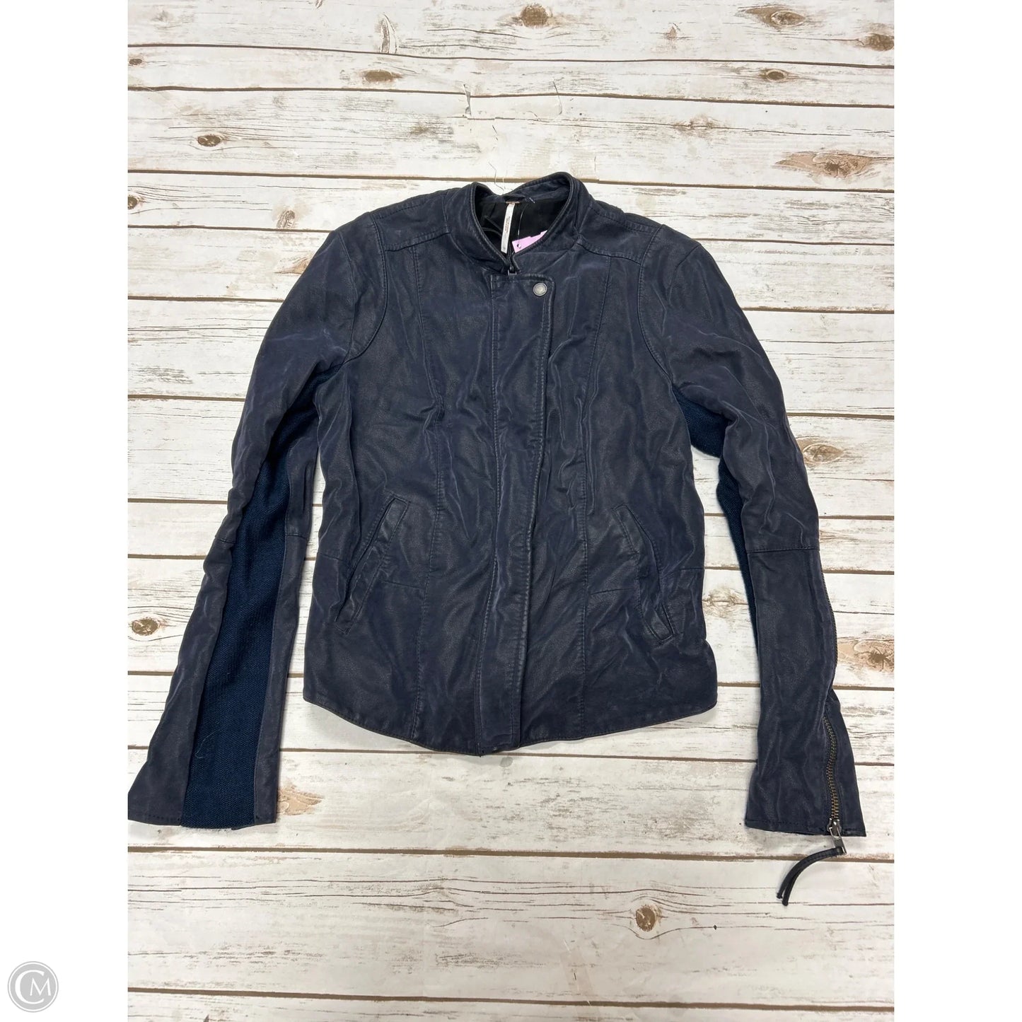 Jacket Moto By Free People In Blue, Size: M