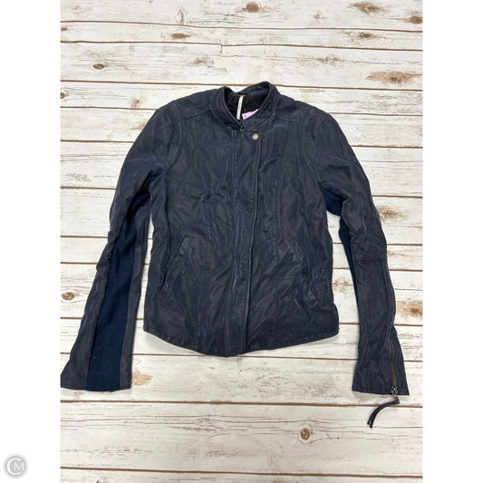 Jacket Moto By Free People In Blue, Size: M