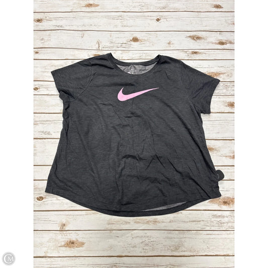 Athletic Top Short Sleeve By Nike In Grey, Size: 1x
