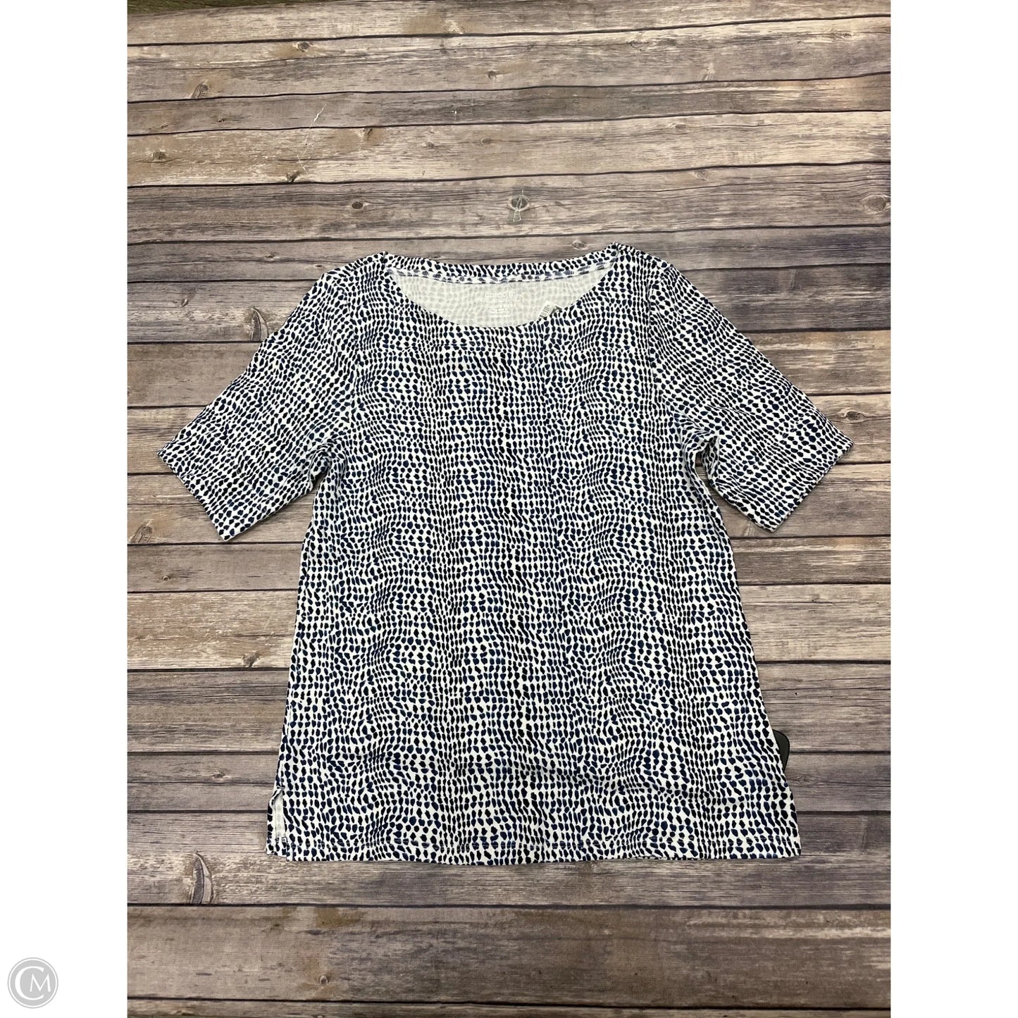 Top Short Sleeve By Chicos In Blue & White, Size: M