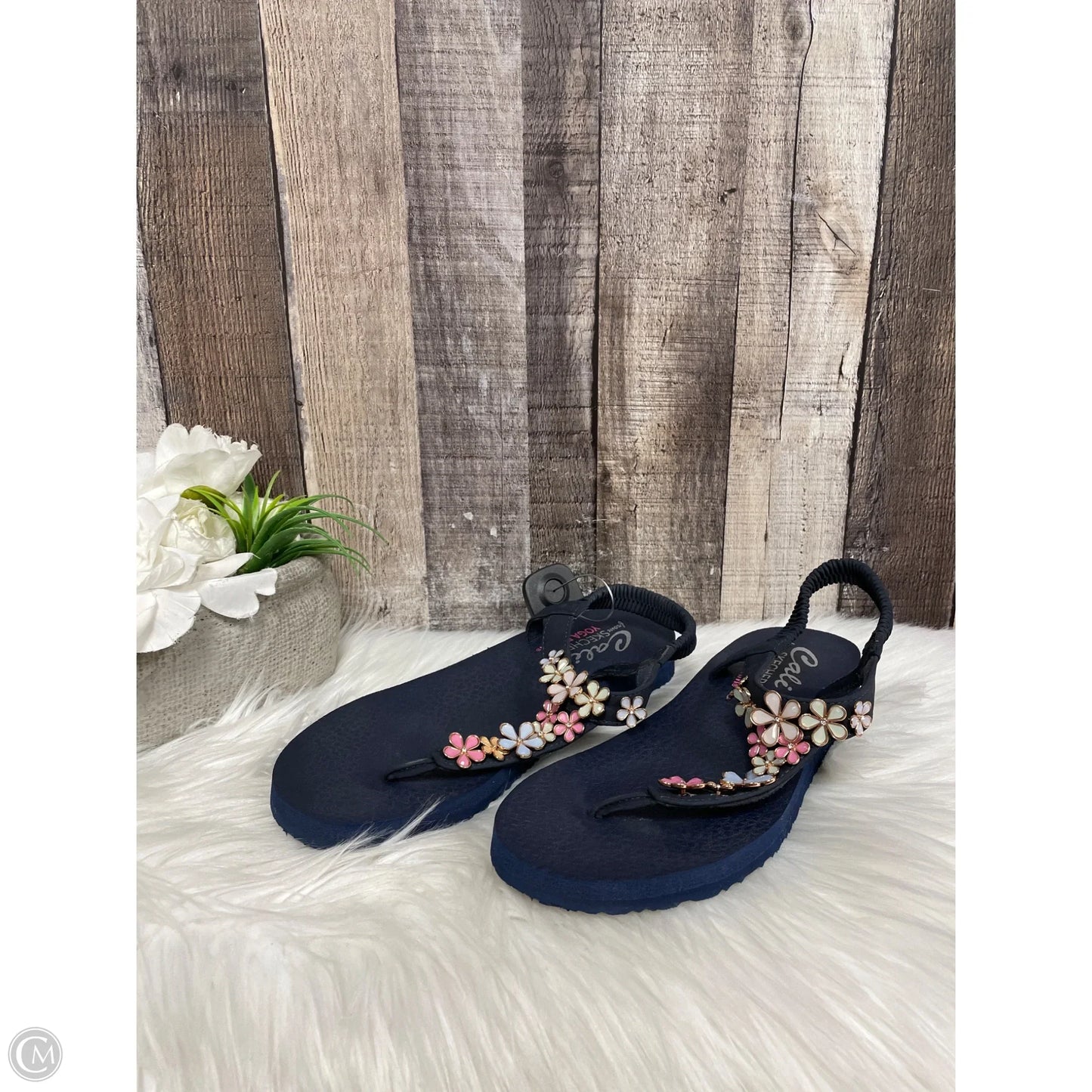 Sandals Flats By Skechers In Navy, Size: 8.5
