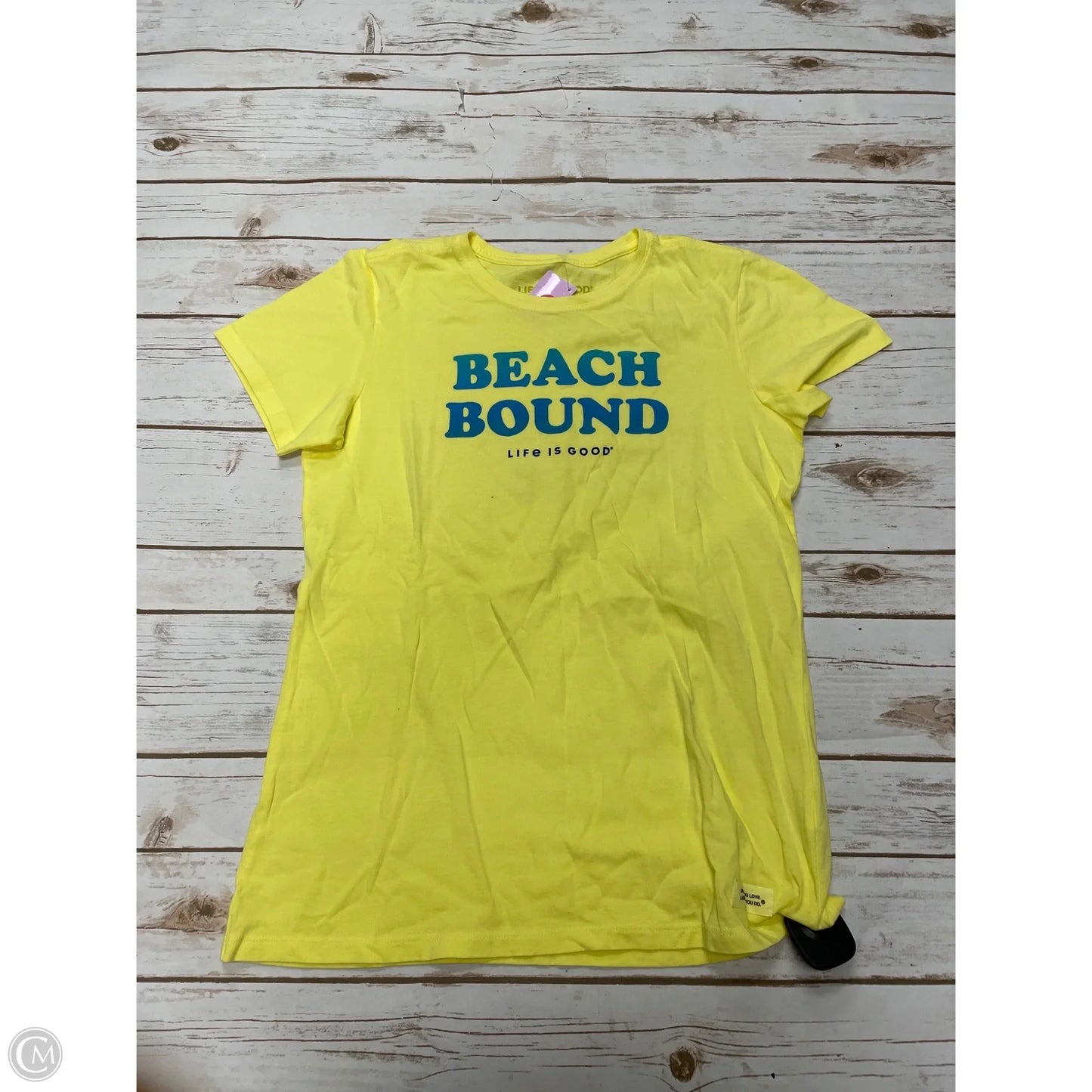 Top Short Sleeve By Life Is Good In Yellow, Size: S