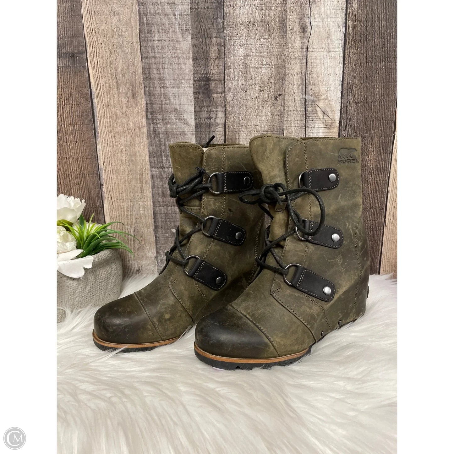 Boots Ankle Heels By Sorel In Taupe, Size: 6