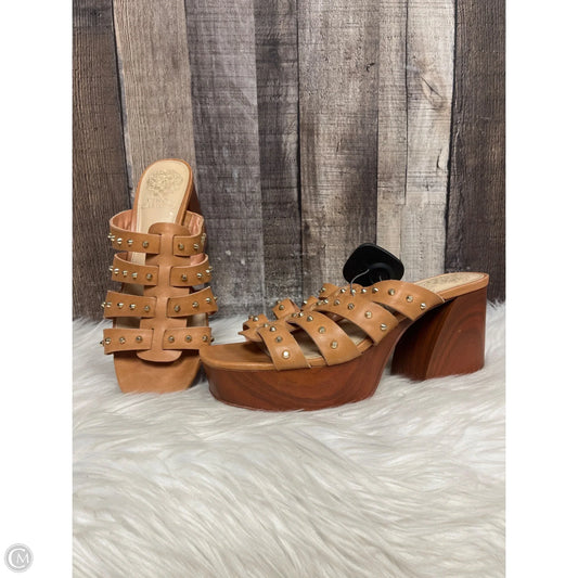 Sandals Heels Block By Vince Camuto In Tan, Size: 7.5