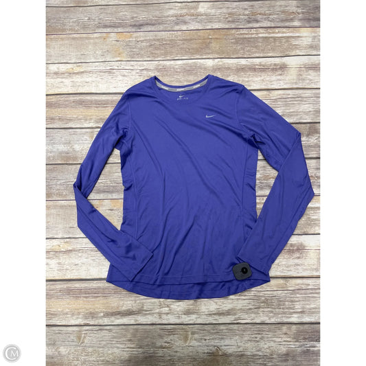 Athletic Top Long Sleeve Collar By Nike In Purple, Size: M