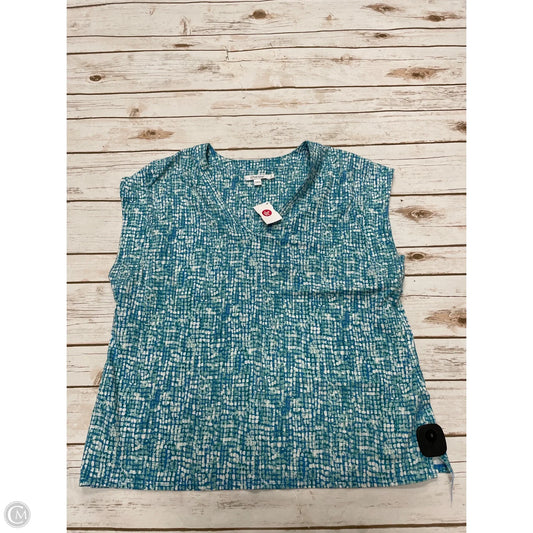 Top Sleeveless By Chicos In Blue & White, Size: L