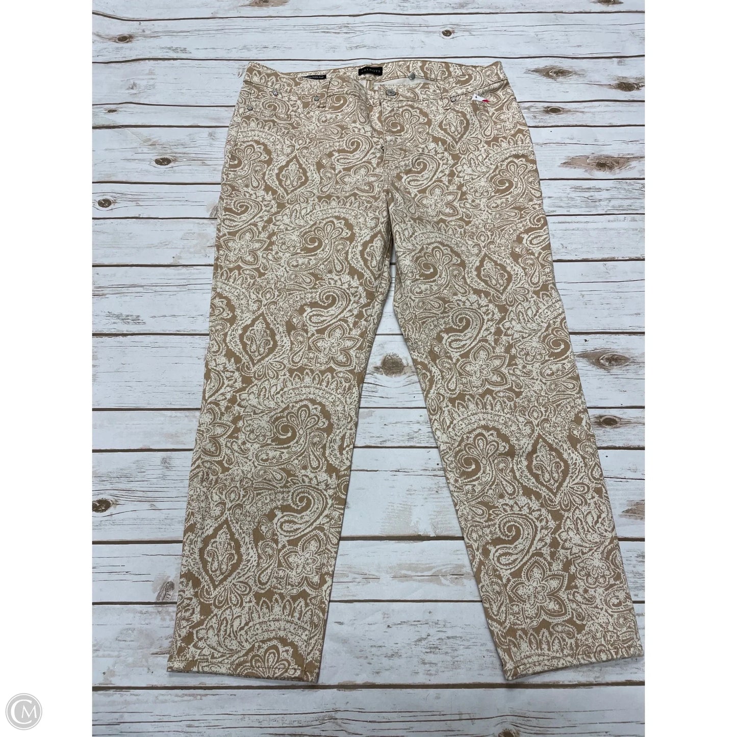 Jeans Straight By Talbots In Gold & White, Size: 14p