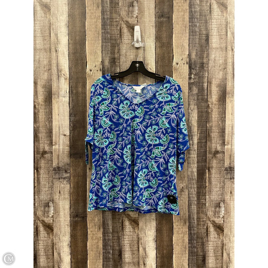 Top Short Sleeve By Liz Claiborne In Floral Print, Size: L