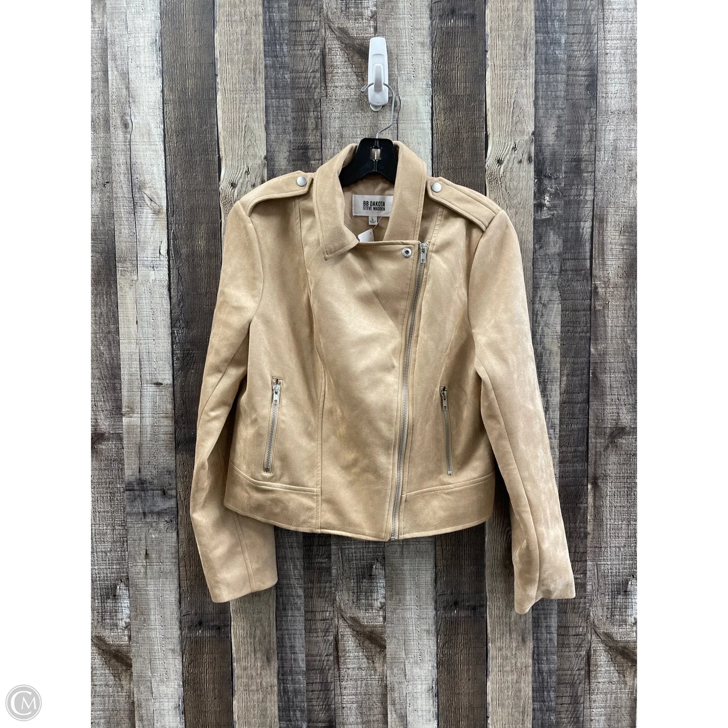 Jacket Moto By Bb Dakota In Beige, Size: L