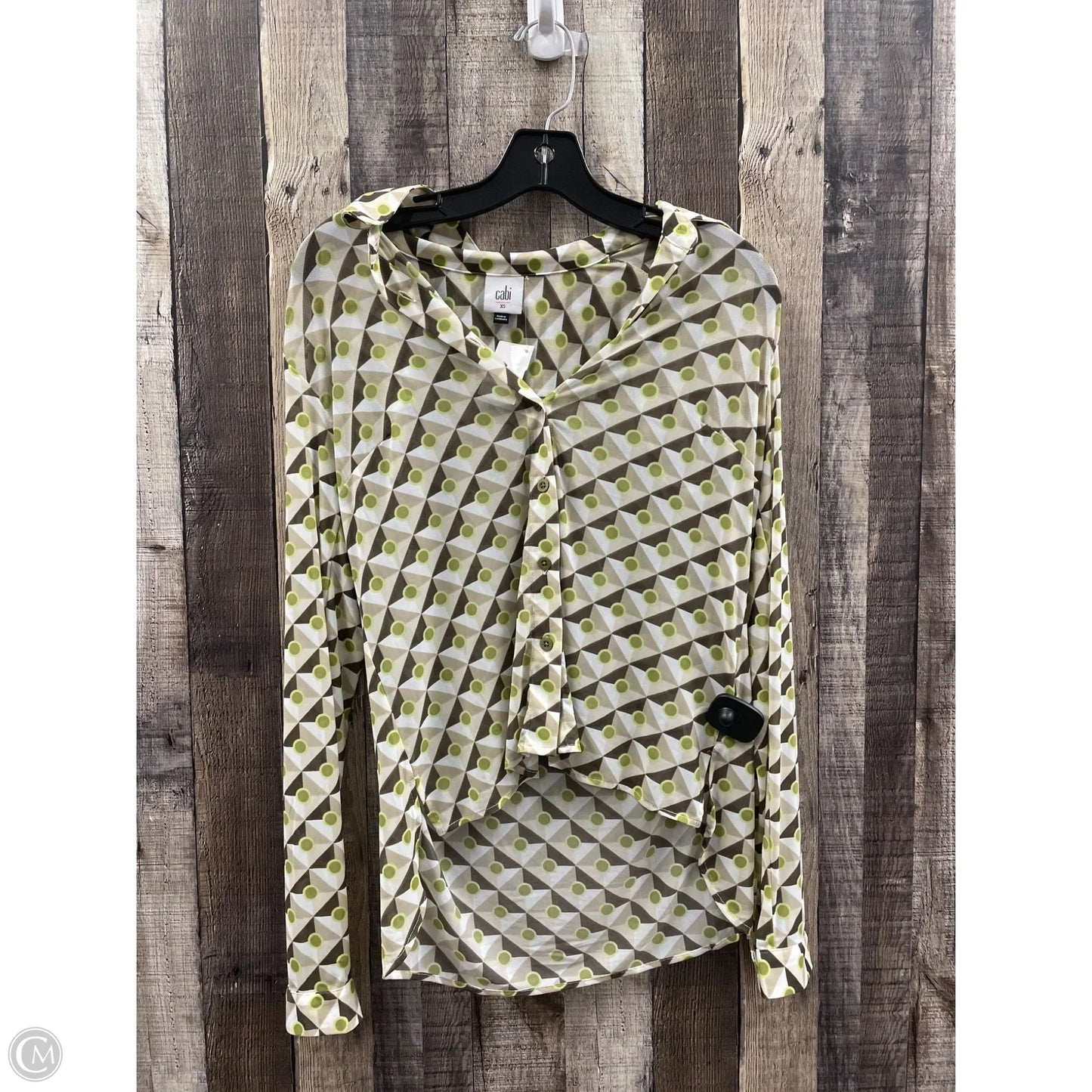 Top Long Sleeve By Cabi In Brown & Green, Size: Xs