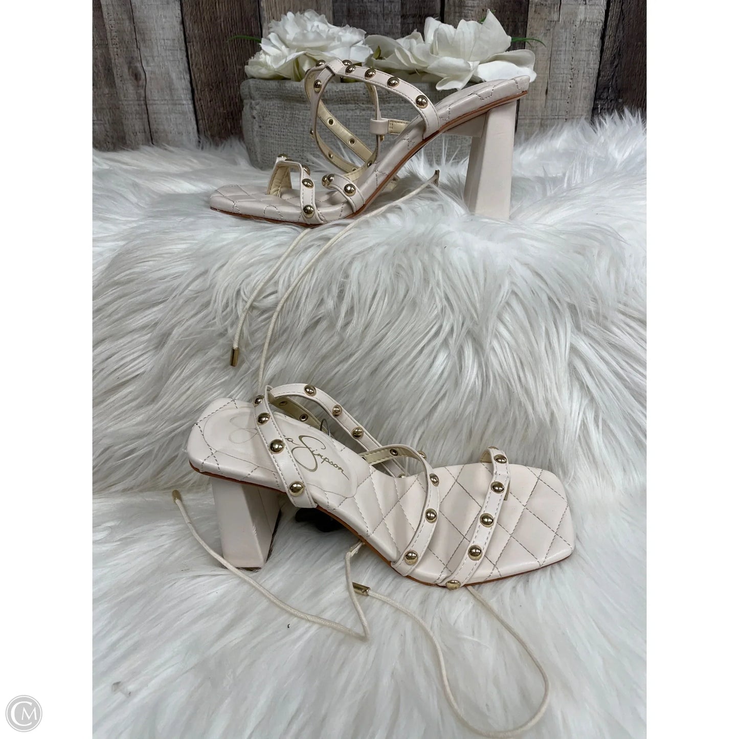 Sandals Heels Block By Jessica Simpson In Cream, Size: 7