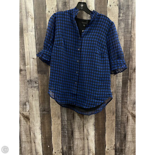 Top Short Sleeve By Ann Taylor In Black & Blue, Size: S