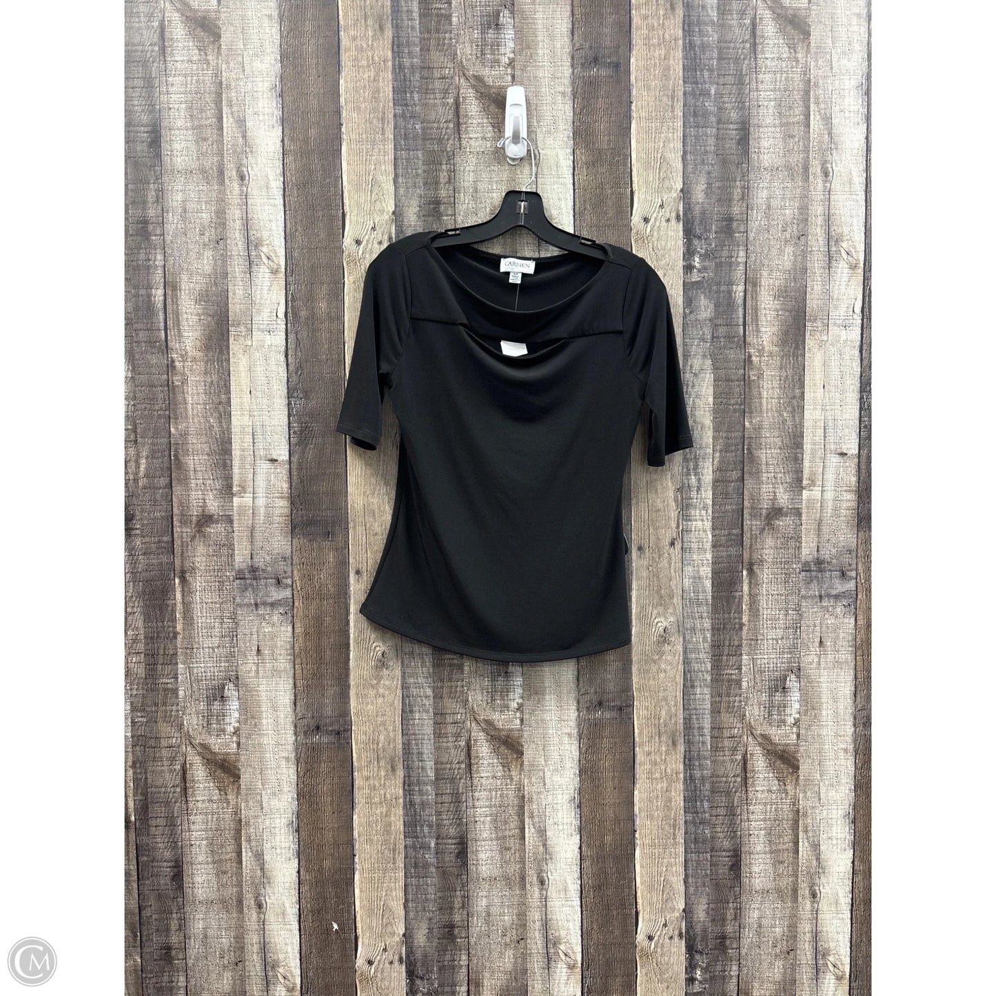 Top Short Sleeve By Carmen By Carmen Marc Valvo In Black, Size: S