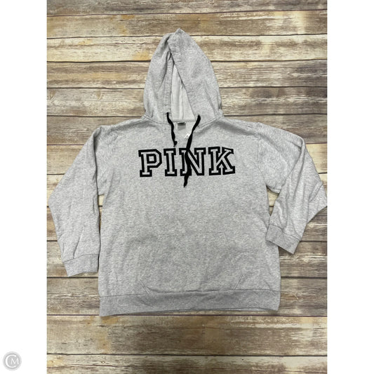 Sweatshirt Hoodie By Pink In Grey, Size: L