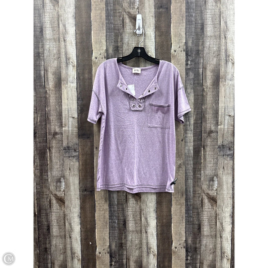 Top Short Sleeve Basic By Bibi In Purple, Size: M
