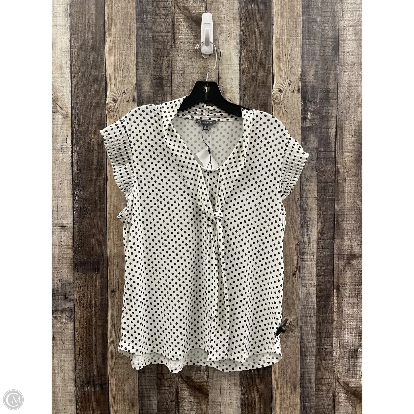 Top Short Sleeve By Adrianna Papell In Polkadot Pattern, Size: L