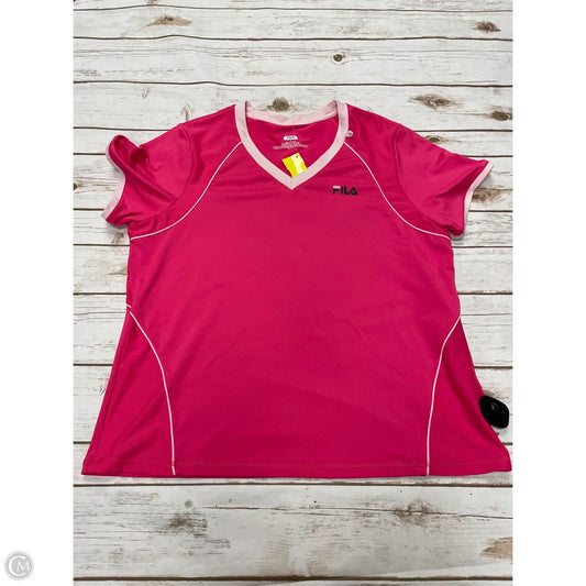 Athletic Top Short Sleeve By Fila In Pink, Size: 1x